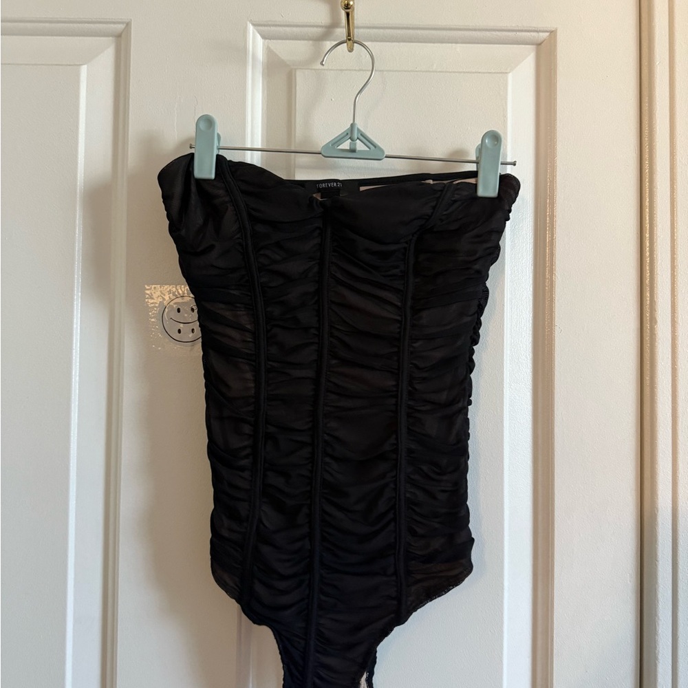 Forever 21 Black Ruched Bodysuit
